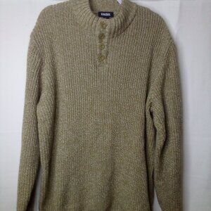 Kingsize Sweater Men 3XL Big Long Sleeve Button Detail Ribbed Tan